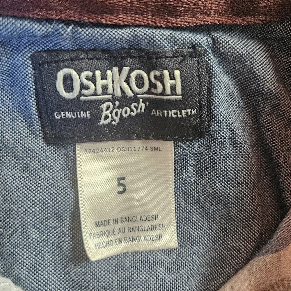 Oshkosh B'Gosh Plaid Button Down Size 5 Blue And Reddish Brown‎